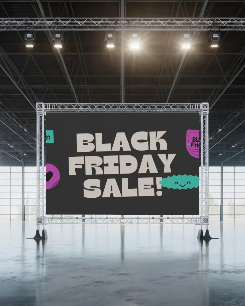 Blank Large Event Banner Mockup Truss Structure Display For Exhibition And Conference
