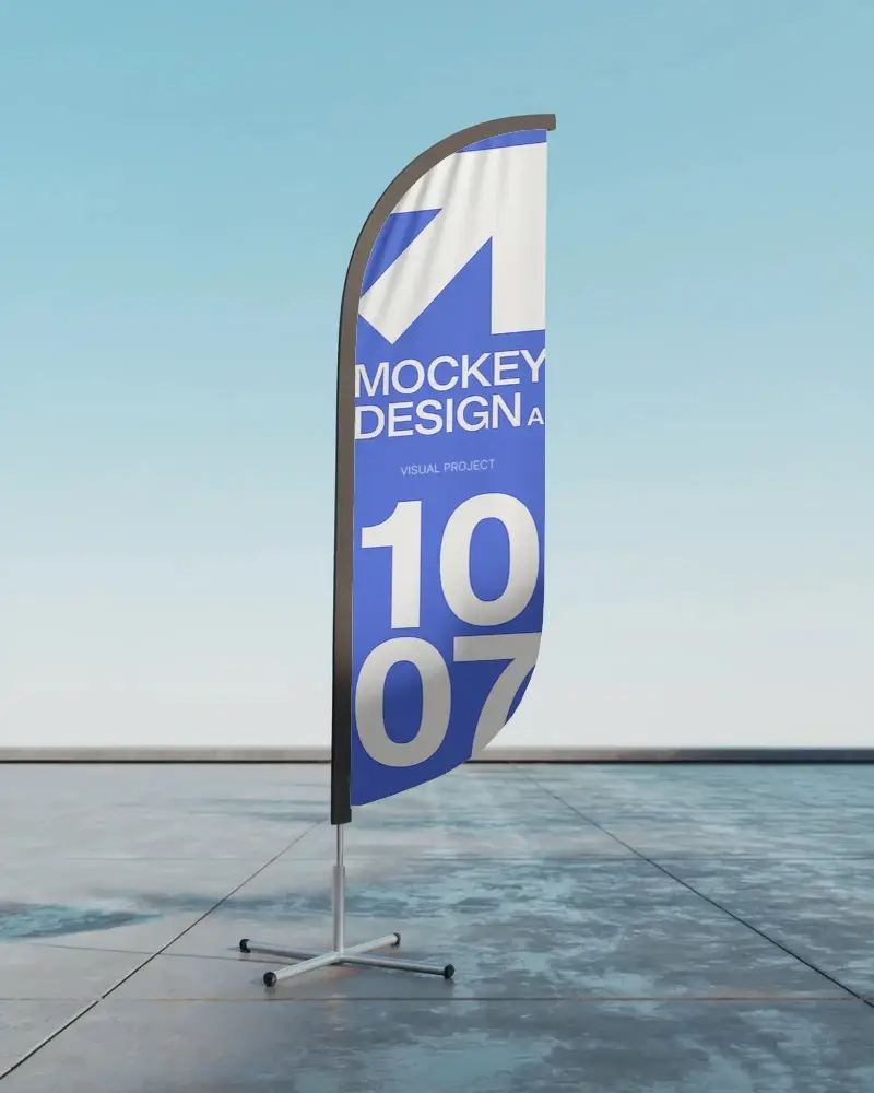 Promotional Sail Flag Banner Mockup For Advertising And Branding Campaign