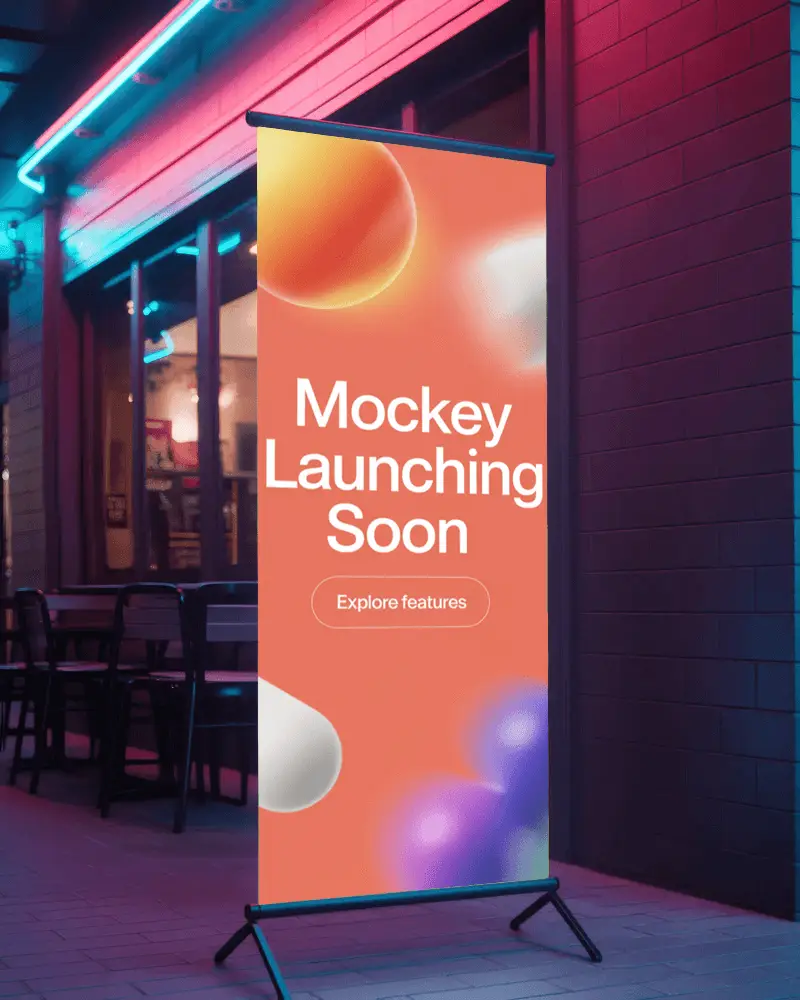 Vertical Roll Up Banner Stand Mockup For Street Side Marketing And Product Presentation