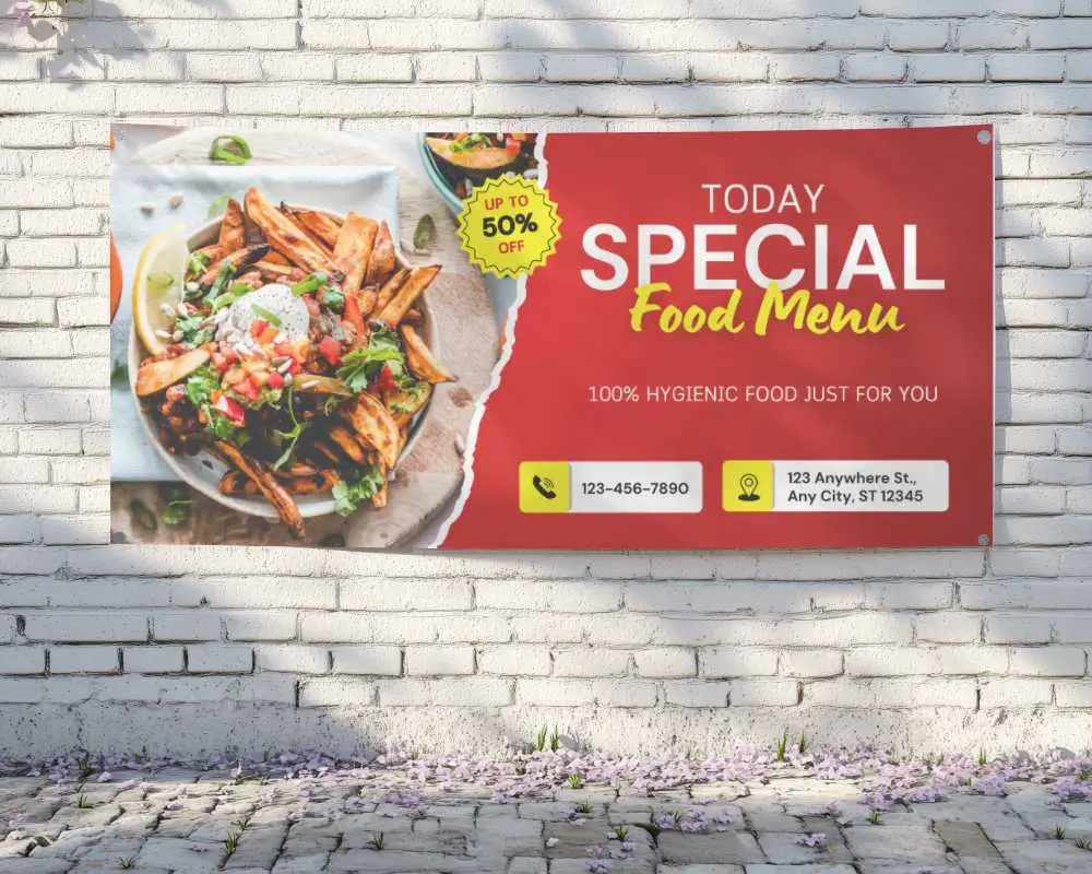 Brick Wall Banner Mockup Natural Light Textured Backdrop Soft Shadows