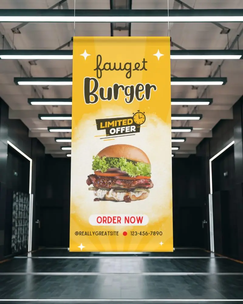 Big Banner Mockup Handing In Gallery