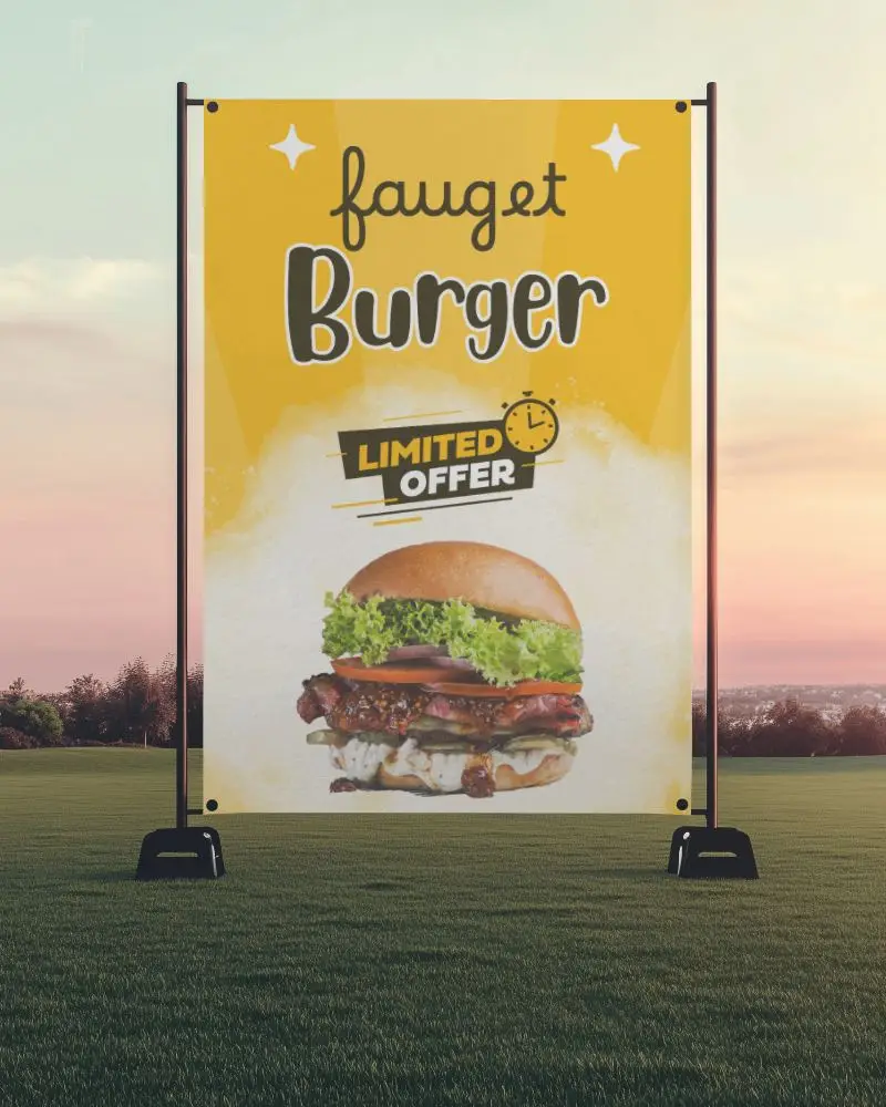 Green Field Banner Mockup Open Space Minimalistic Skyline View