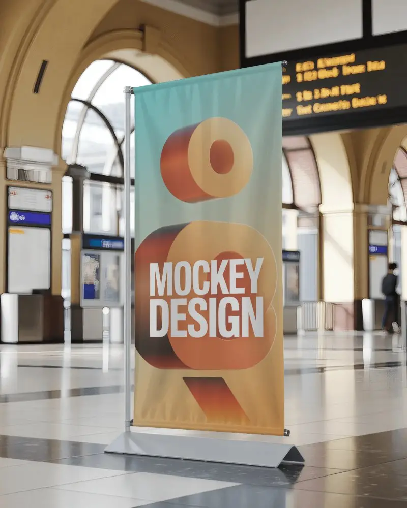 station-banner-mockup-on-metal-stand-inside-busy-terminal-with-arched-window-lighting