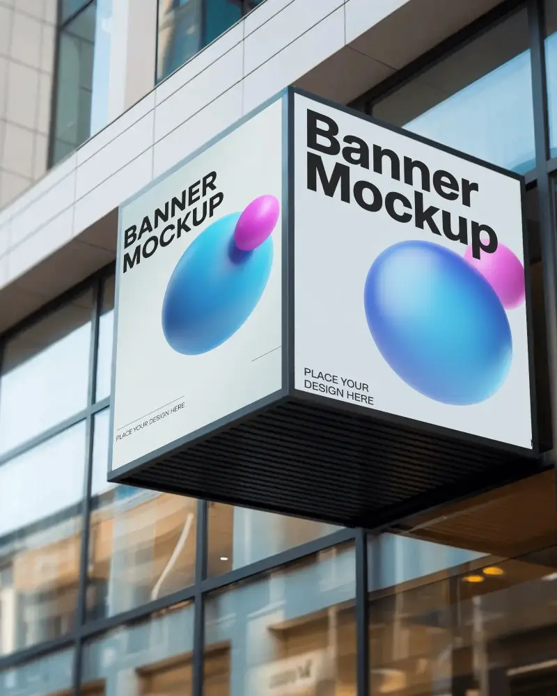 modern-building-square-banner-mockup-with-blank-white-cube-front-and-glass-reflection