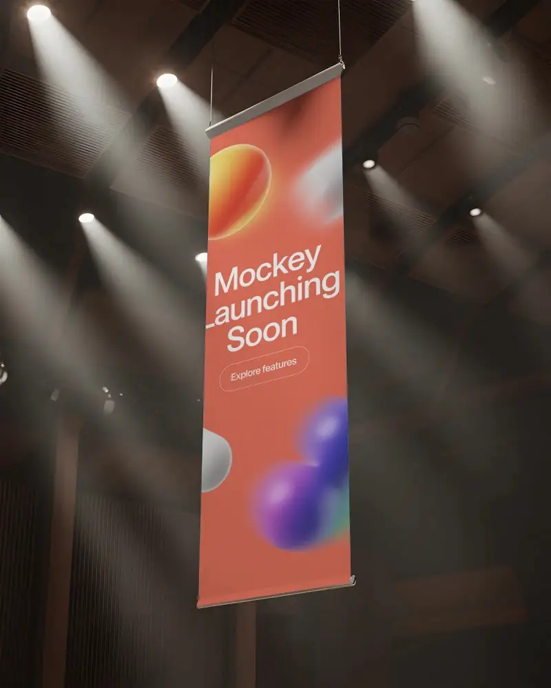 vertical-hanging-banner-mockup-in-modern-exhibition-hallspotlight-illumination