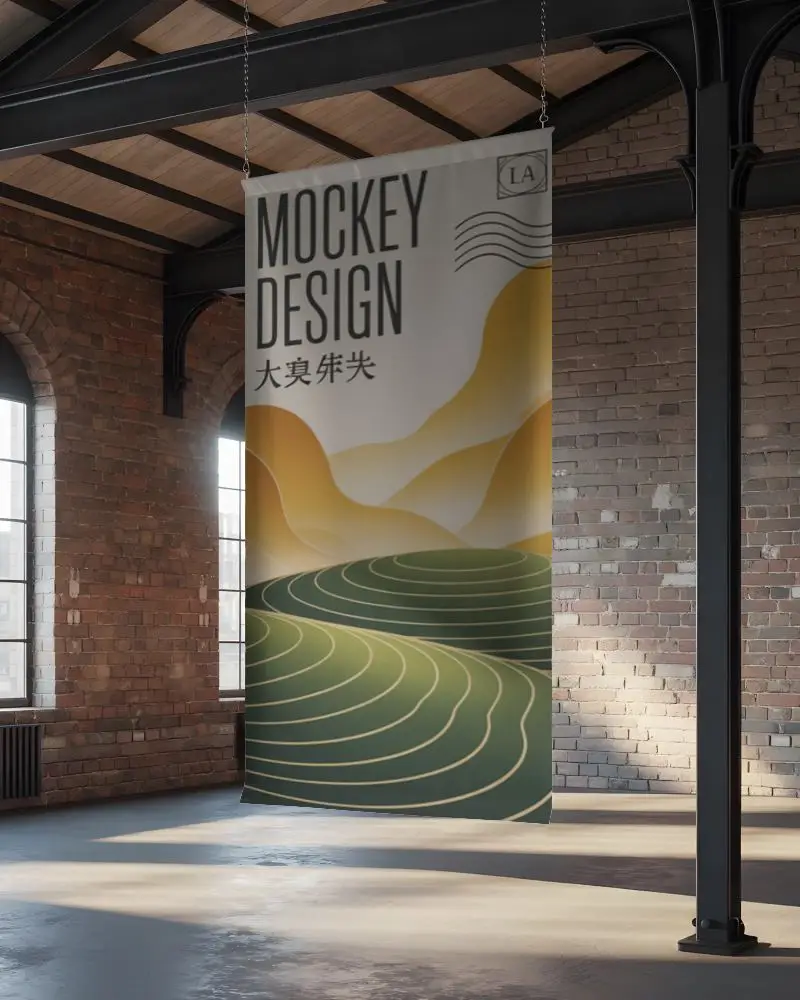 industrial-hanging-banner-mockup-with-brick-wall-background-for-logo-display