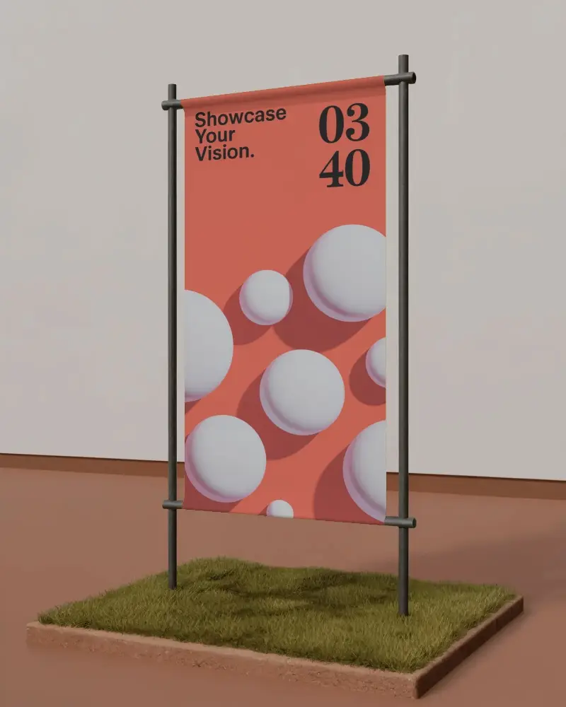 modern-banner-poster-mockup-with-metal-pole-frame-on-grass-for-marketing-showcase