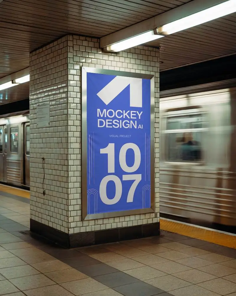 urban-subway-pillar-banner-advertising-mockup-empty-for-marketing-design