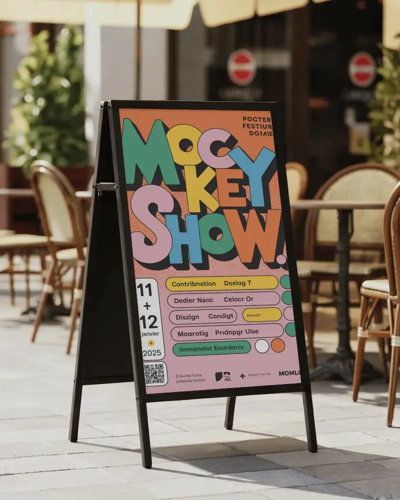 Blank Bannner Mockup Outdoor Marketing Stand For Retail Or Restaurant