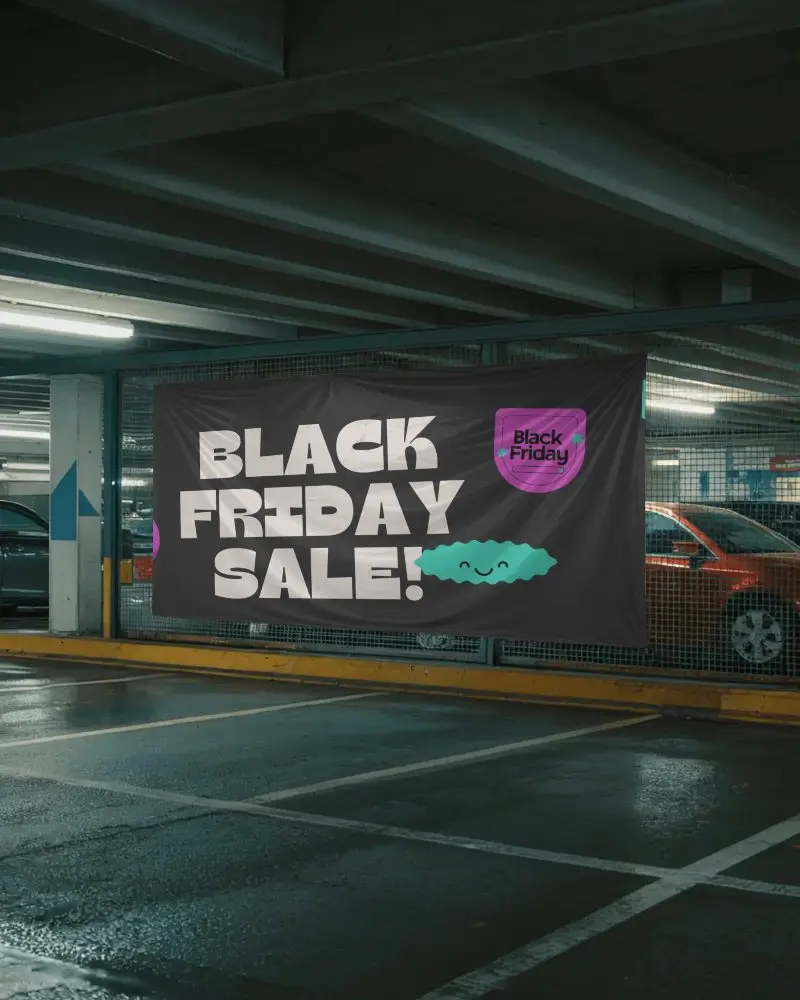 Realistic Car Park Banner Mockup For Advertising Promotional Material Showcasing