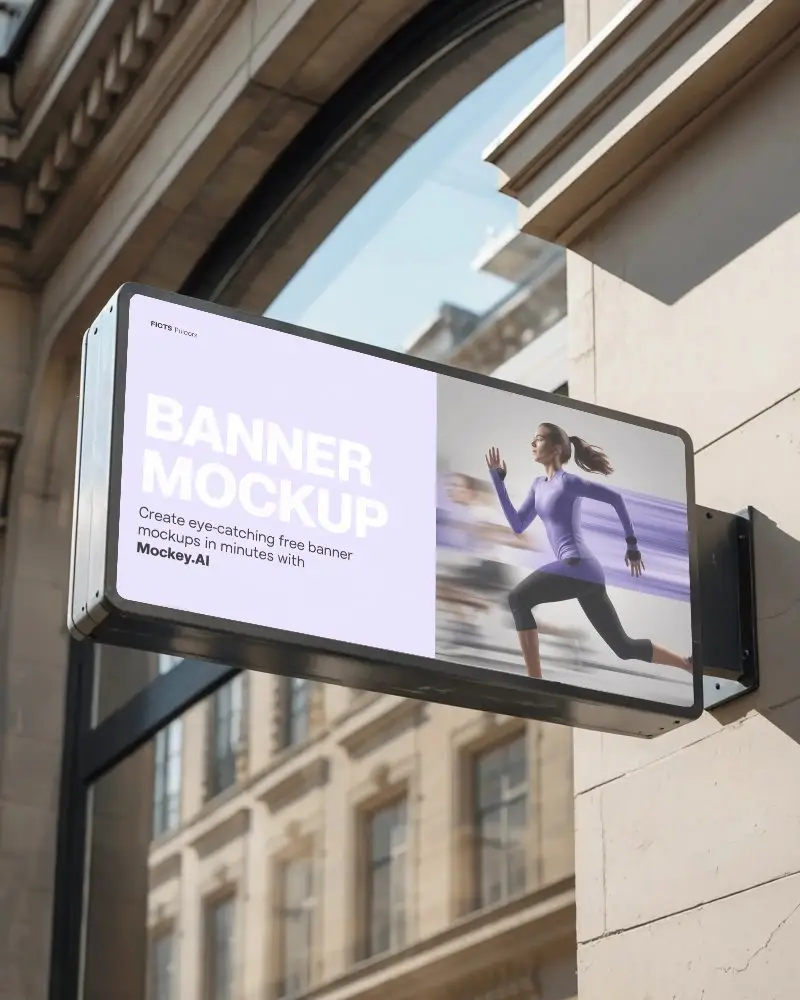 Blank Horizontal Banner Mockup For Street Advertising In Urban City Environment