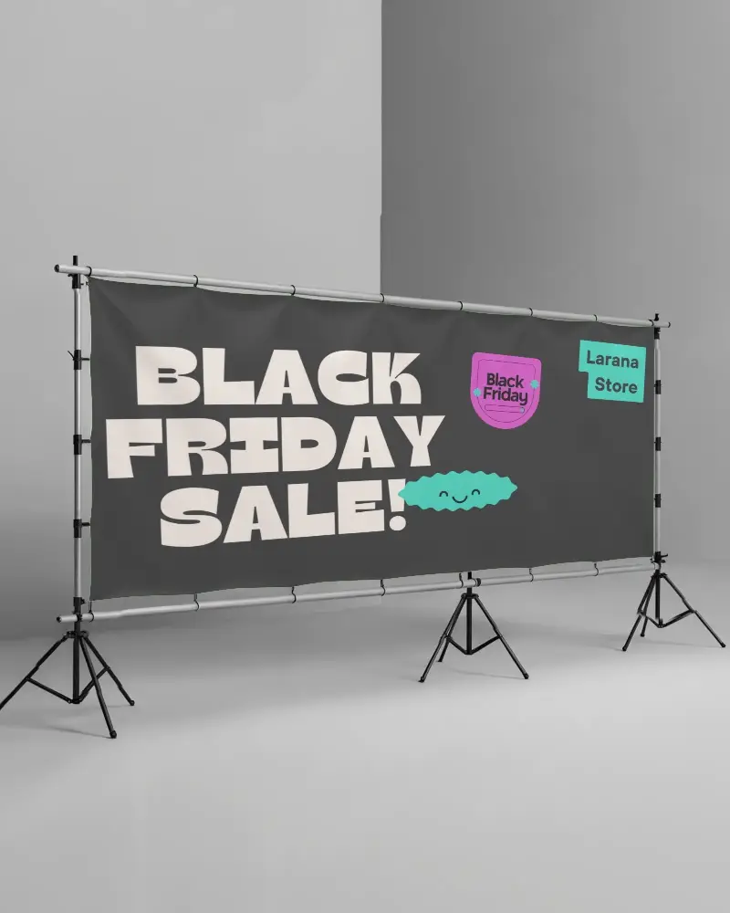 Adjustable Banner Mockup Setup With Sturdy Metal Frame For Trade Shows Exhibitions And Promotions