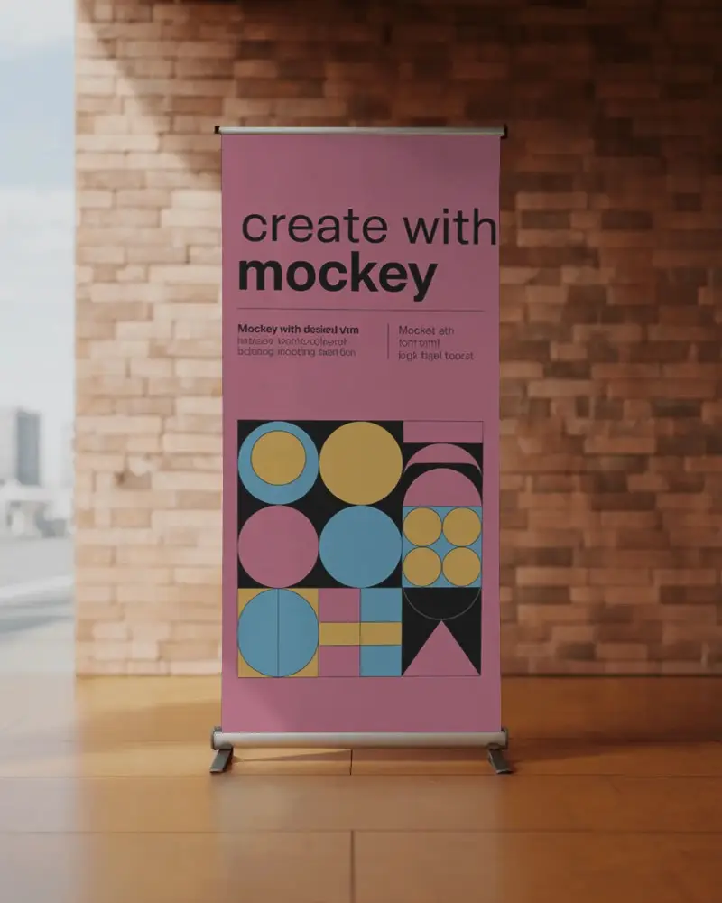 Promotional Blank Roller Banner Mockup For Brand Visibility And Advertising