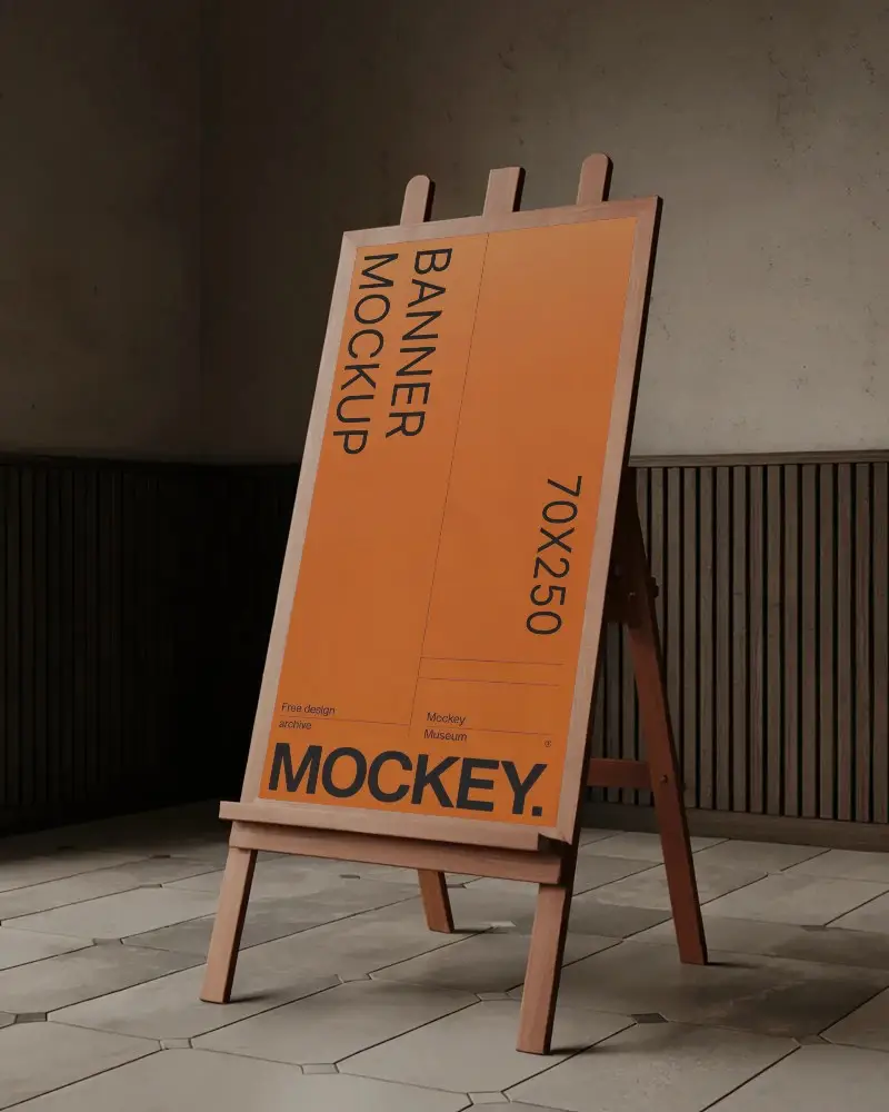 Wooden Stand Banner Mockup For Modern Interior Presentation And Creative Display Ideas Online