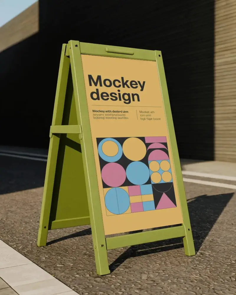 Portable Outdoor Banner Mockup Sidewalk Sign Board For Retail Or Restaurant Advertising