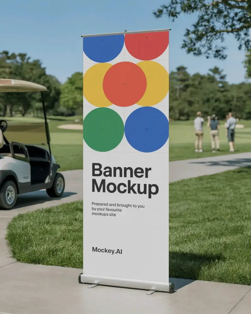 Retractable Banner Mockup For Outdoor Golf Event Marketing And Corporate Branding
