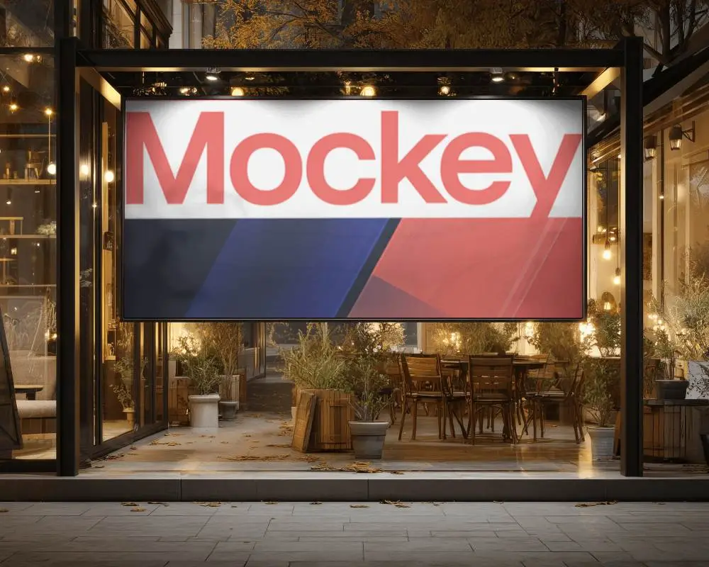 Outdoor Restaurant Banner Mockup For Brand Promotion And Creative Advertising