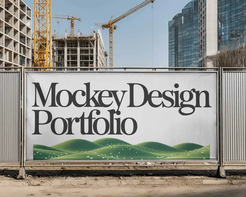 Construction Site Advertisement Banner Mockup Space For Custom Promotion