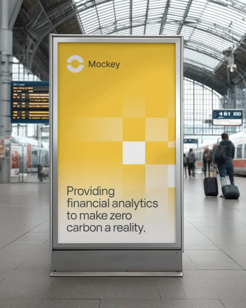 Urban Public Space Promotional Banner Mockup With Empty Display For Advertising Content