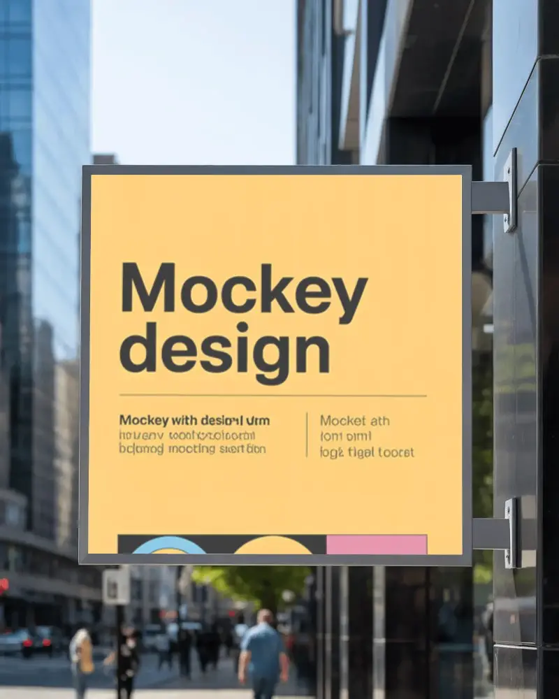 Urban Square Banner Mockup Outdoor Advertising Blank Signage For Marketing