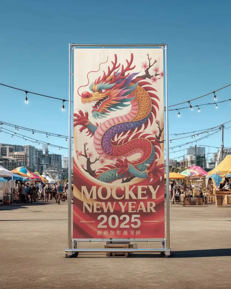Outdoor Vertical Banner Mockup For Event Promotion And Public Announcement Visuals