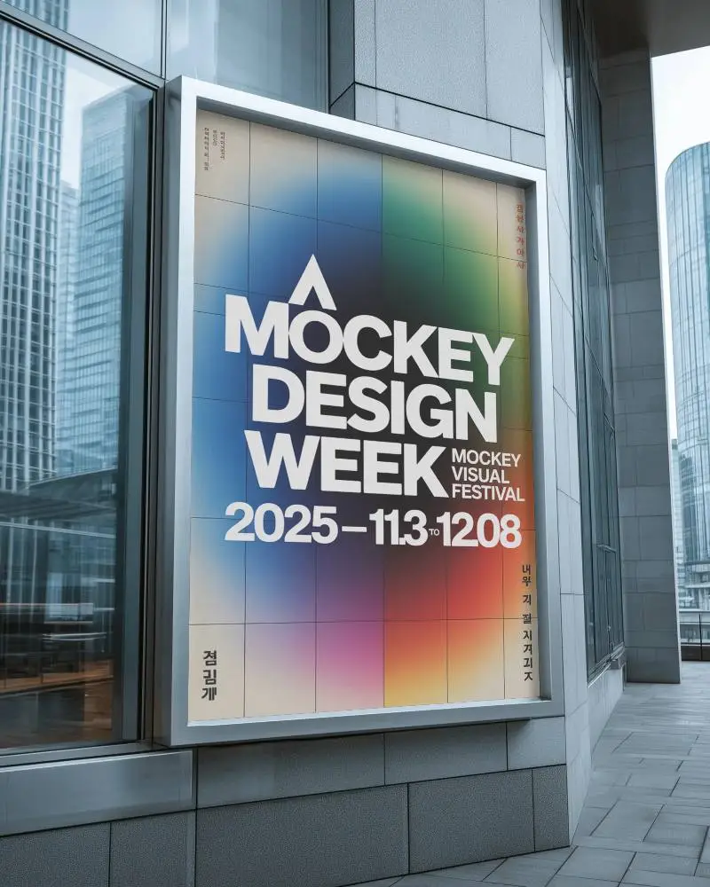 High Resolution Commercial Banner Mockup On Building Facade In Metropolitan Area