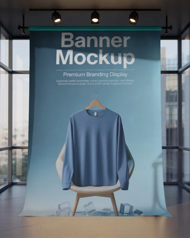 Modern Studio Interior With Large Poster Banner Mockup Perfect For Visual Marketing Layout