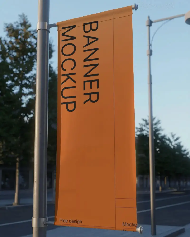 Realistic Outdoor Banner Mockup For City Street Advertising And Brand Visibility Showcase