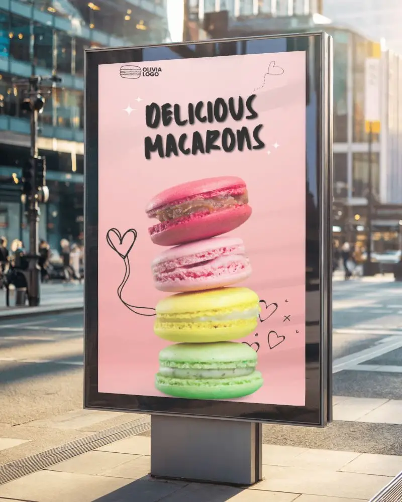 Glass Display Vertical Banner Mockup Busy Urban Street Reflective Design