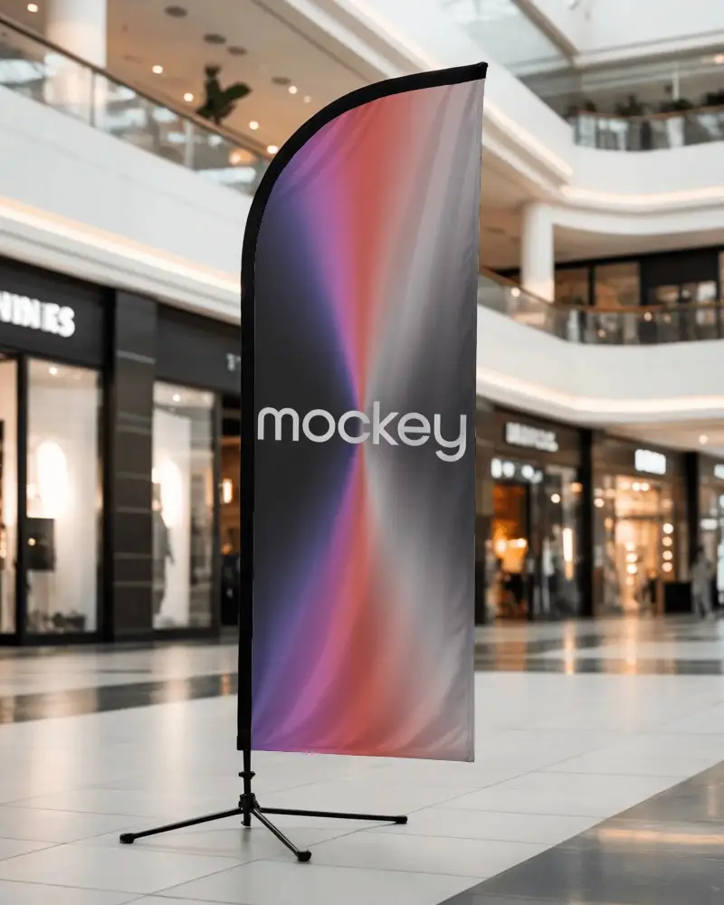 Retail Store Floor Display Banner Mockup Stand For Promotional And Marketing Events