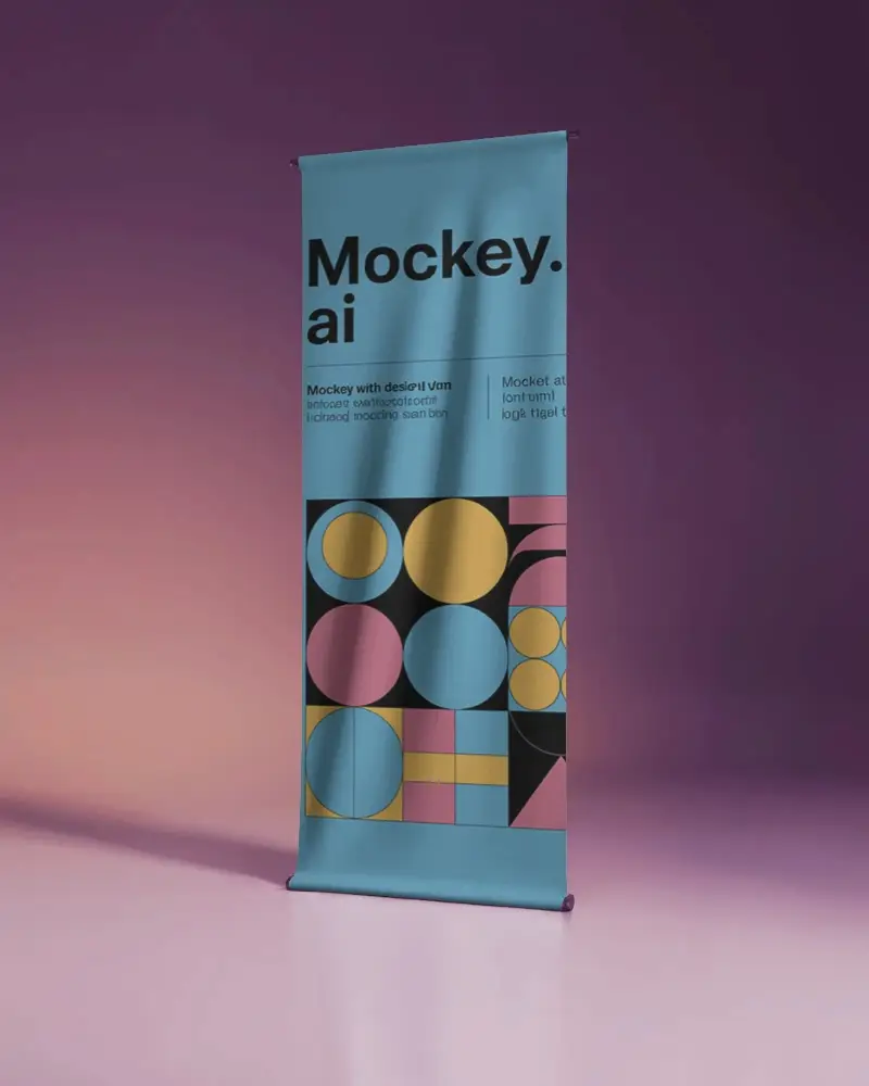 Vertical Fabric Banner Mockup With Smooth Texture High Resolution Display