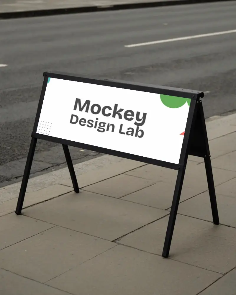 Portable Sidewalk Signage Mockup For Promotions Marketing Campaigns Display Use