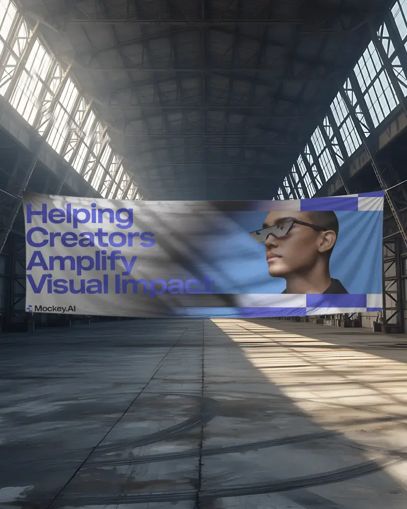 Industrial Hangar Large Fabric Banner Mockup For High Impact Advertising