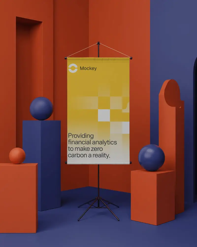 Premium Tripod Banner Mockup With Minimalistic Abstract Design And Clean Layout