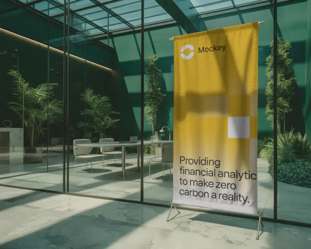 Professional Commercial Poster Banner Mockup Outdoor Glass Wall Setting For Advertising