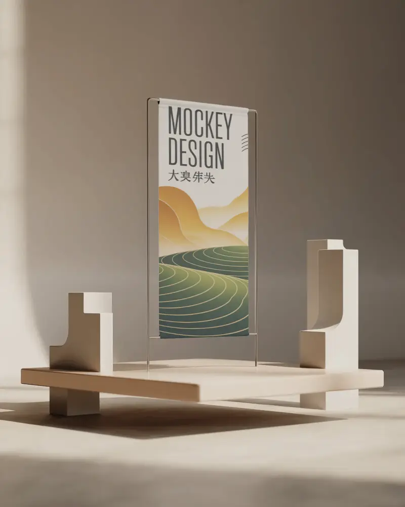 Artistic Geometric Structure Banner Mockup For Visual Advertising And Product Exhibition