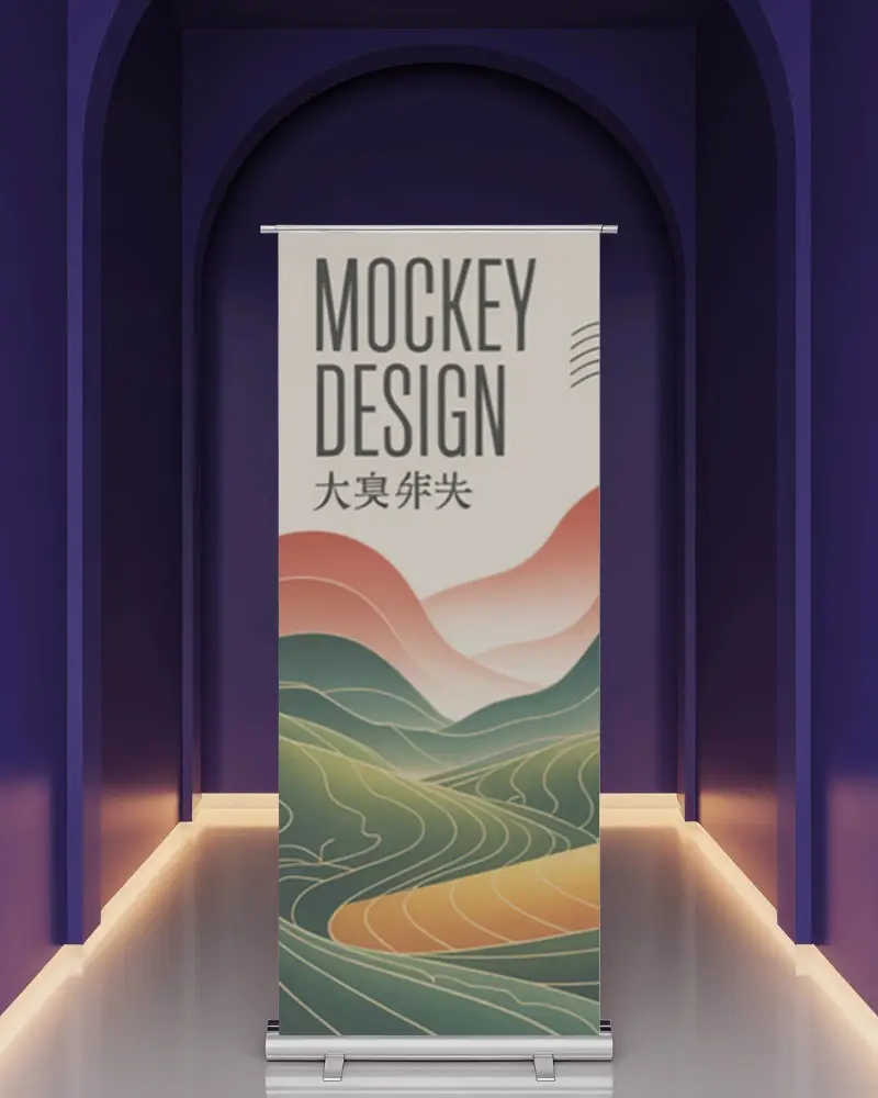 Sleek Modern Roll Up Banner Mockup Display Perfect For Trade Shows Events And Promotions