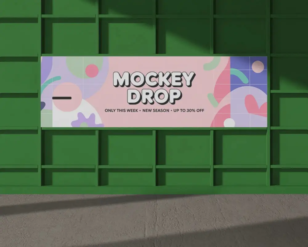 Modern Wall Panel With Large Rectangular Horizontal Banner Perfect For Advertising Or Promotion