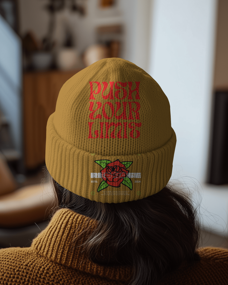 Ribbed Knit Texture Beanie Mockup Casual Warm Modern Streetwear