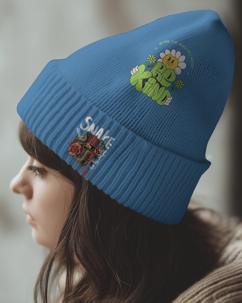 Ribbed Knit Texture Beanie Mockup Casual Warm Modern Streetwear