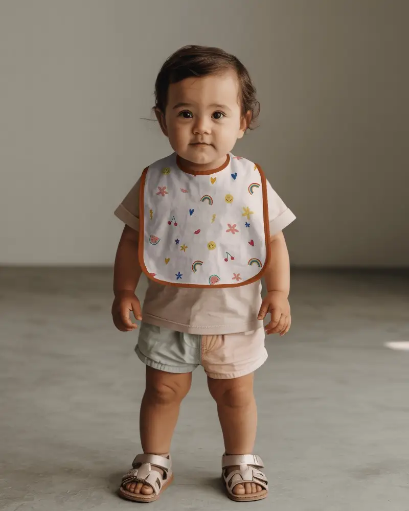 Cutest Toddler Wearing Soft Baby Bib Mockup Minimalist Background Infant Clothing Fashionary