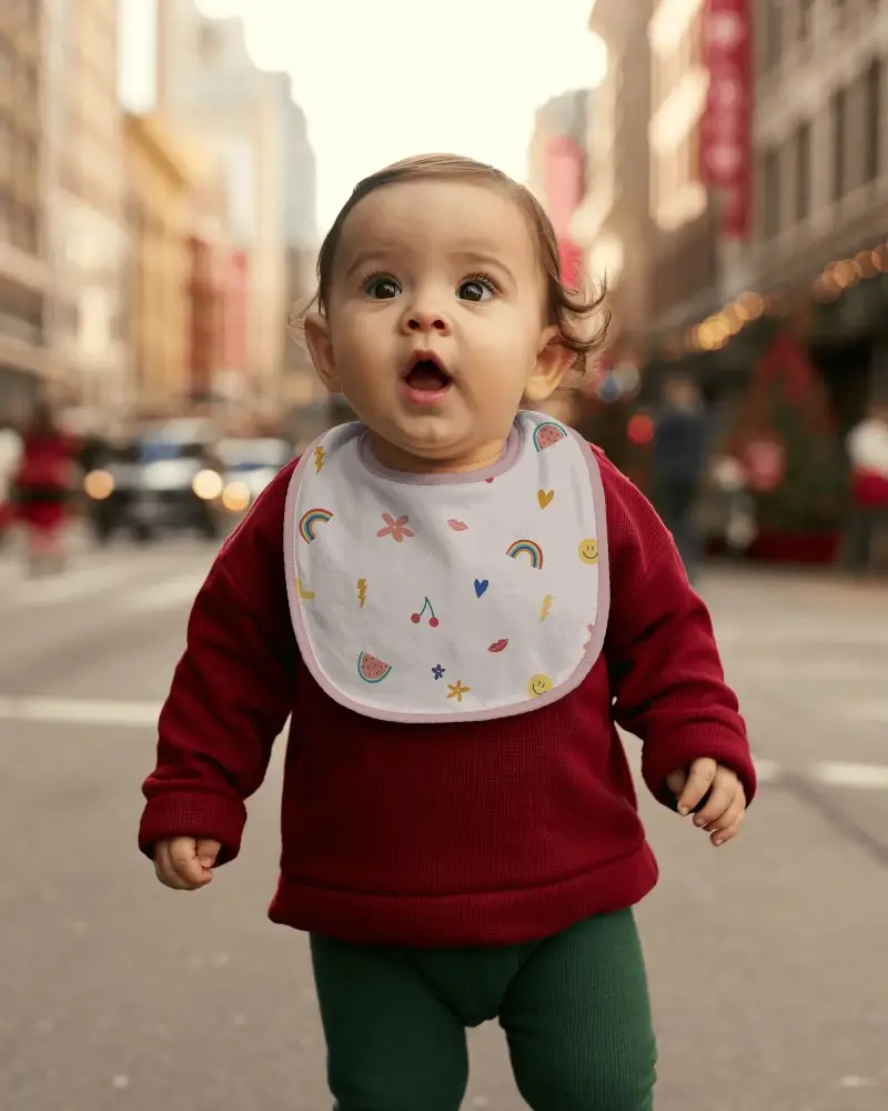 Baby Wearing Soft Absorbent Bib Mockup Easy Cleaning And Stylish Protection