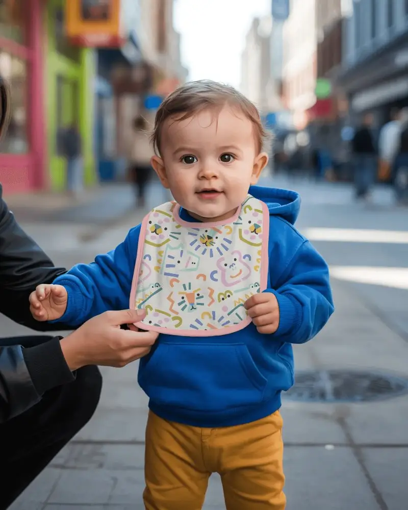 Adorable Baby Bib Mockup Fashionable Infant Outdoor Accessory Styled For Branding