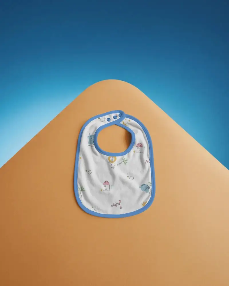 Baby Bib Mockup For Infant Apparel Presentation Soft Fabric Accessory Flatlay Photo