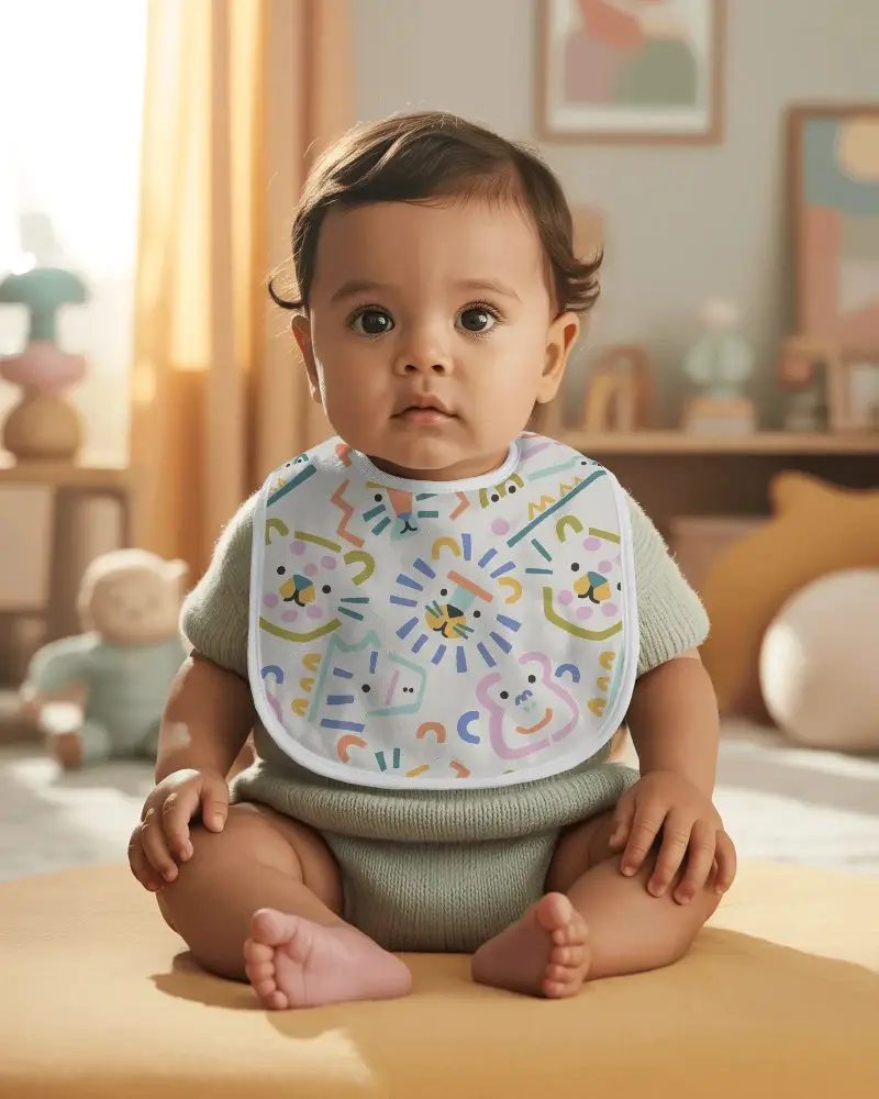 Baby Bib Mockup Soft Fabric Ergonomic Fit For Comfortable Daily Use And Easy Cleaning