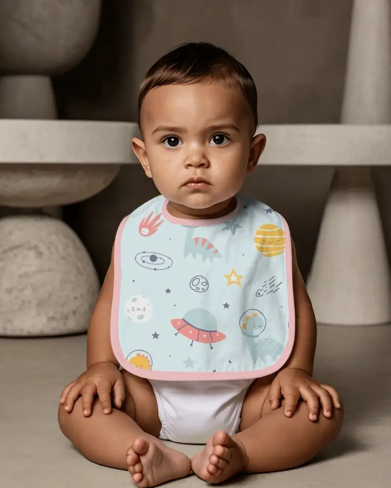 Baby Bib Mockup For Custom Printing Baby Accessory Design Template Infant Vogue Style