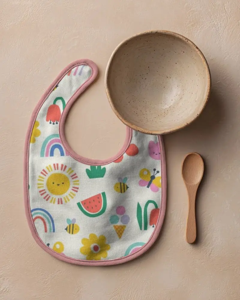 Infant Bib Mockup With Soft Fabric And Adjustable Closure For Comfortable Wear