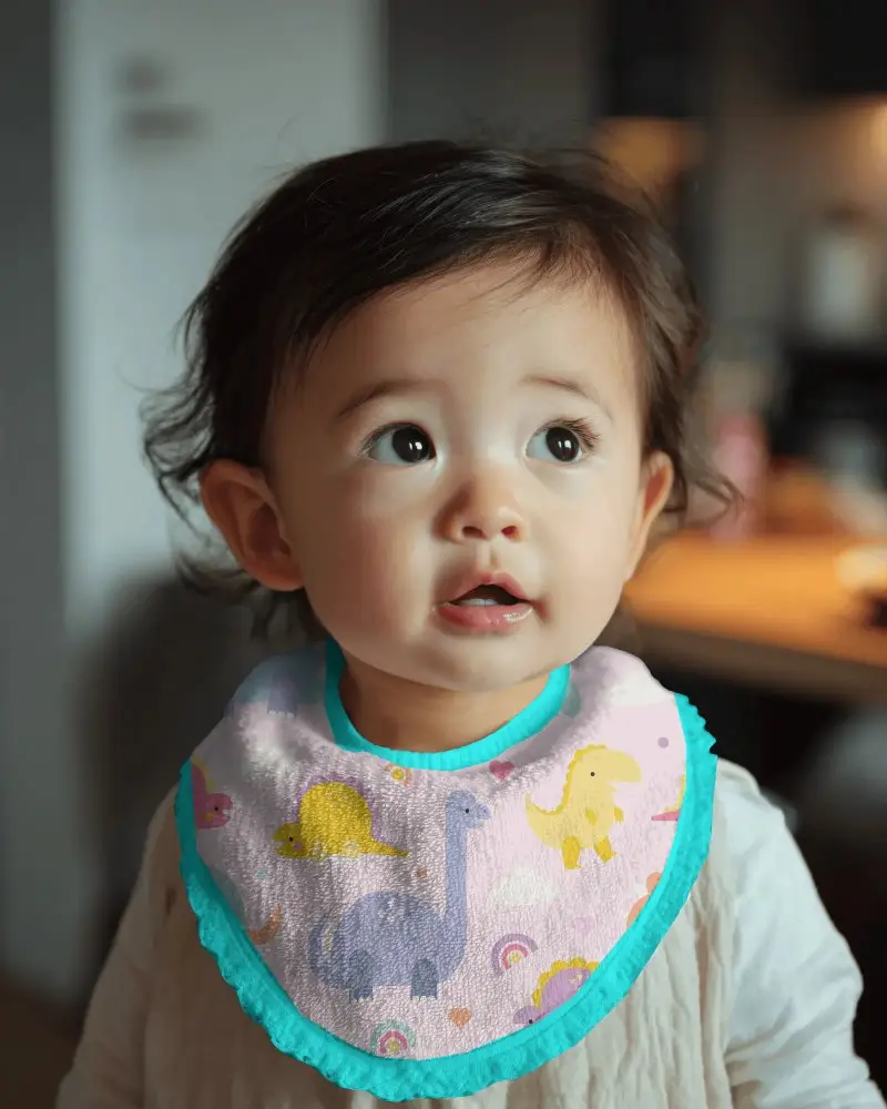 Realistic Bib Mockup Showcasing Infant Wearable Protection For Mealtime Mess Control