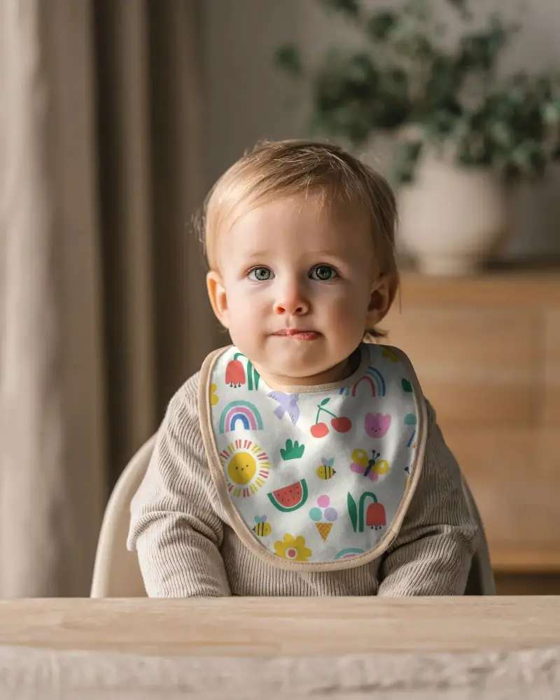 Toddler Bib Mockup With Adjustable Closure For Boys And Girls Ideal For Mealtime Mess And Drink