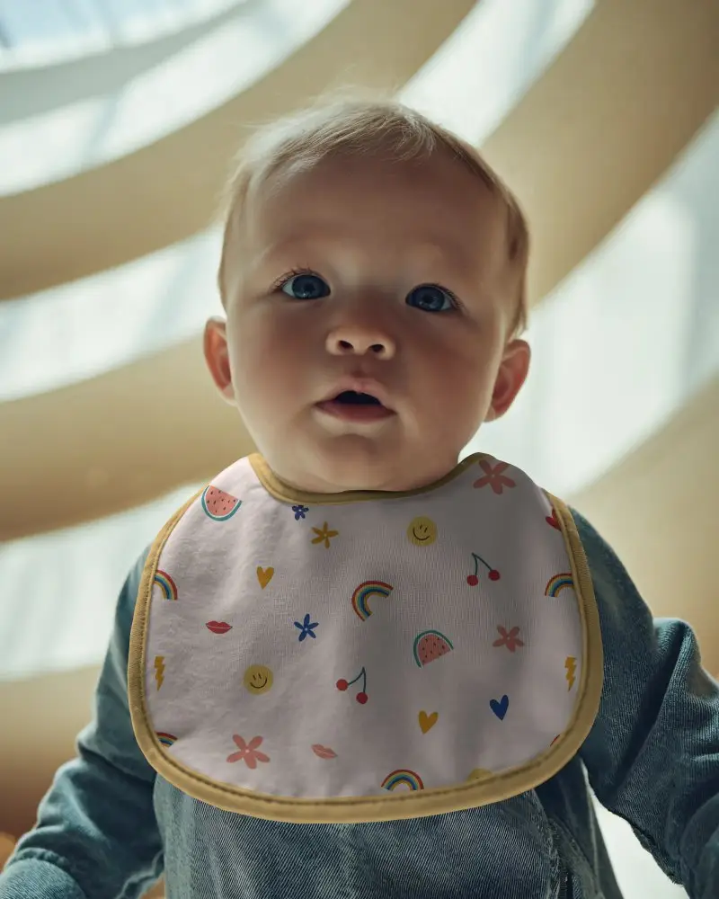 Baby Bib Mockup Soft Absorbent Easy To Clean Waterproof Bib With Adjustable Closure